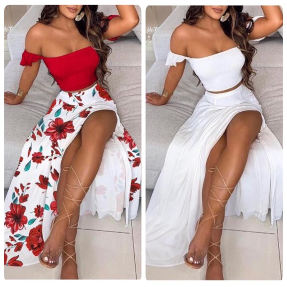Off shoulder two piece slit - Picture 1 of 1